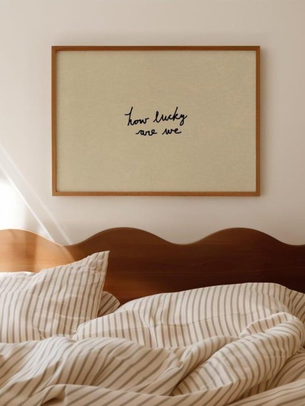 How Lucky Are We Print Hand-Drawn Typography Poster, Neutral Home Decor